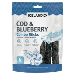 Icelandic+ Cod & Blueberry Combo Sticks Pure Fish Crunchy Dog Treats 2-oz