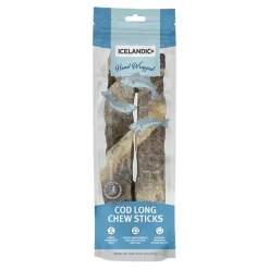 Icelandic+ Hand Wrapped Cod Long Natural 10" Chew Sticks For Dogs 2 Count 3.2-oz
