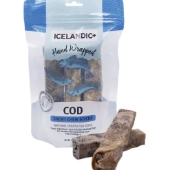 Icelandic+ Hand Wrapped Cod Short Natural 5" Chew Sticks for Dogs 3 Count 2.8-oz