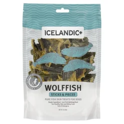 Icelandic+ Wolffish Skin Stick & Pieces Chew Dog Treats 3-oz