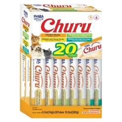 Inaba Churu Creamy Purée Chicken Variety Box Lickable Cat Treats 0.5-oz Tubes 20 Count