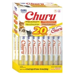 Inaba Churu Creamy Purée Chicken & Beef Variety Pack Lickable Cat Treats 0.5-oz Tubes 20 Count
