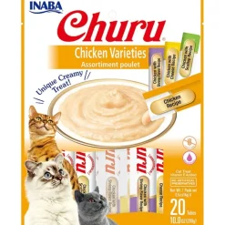 Inaba Churu Creamy Purée Chicken Variety Pack Lickable Cat Treats 0.5-oz Tubes 20 Count