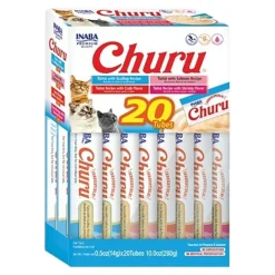 Inaba Churu Creamy Purée Tuna Seafood Variety Pack Lickable Cat Treats 0.5-oz Tubes 20 Count