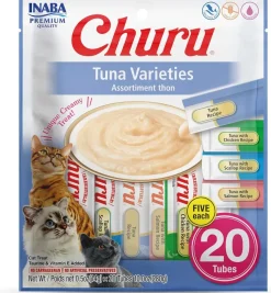 Inaba Churu Creamy Purée Tuna Variety Pack Lickable Cat Treats 0.5-oz Tubes 20 Count