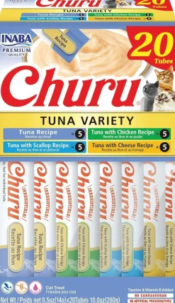 Inaba Churu Creamy Purée Tuna Variety Box Lickable Cat Treats 0.5-oz Tubes 20 Count