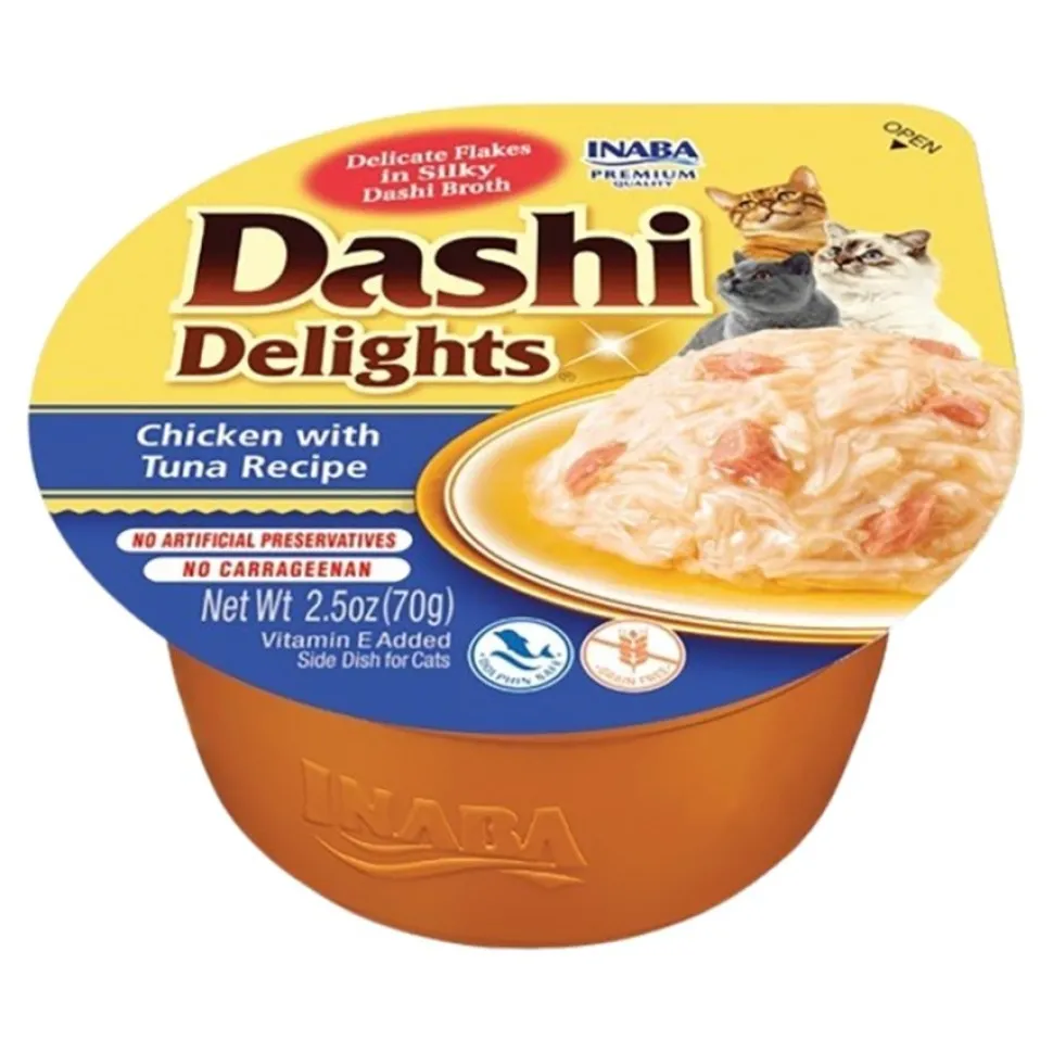 Inaba Dashi Delights Lickable Cat Treats Chicken with Tuna Recipe 2.5-oz Cups 6 Count