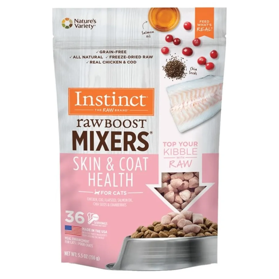 Instinct Raw Boost Mixers Skin & Coat Health Freeze-Dried Cat Food Topper 5.5-oz