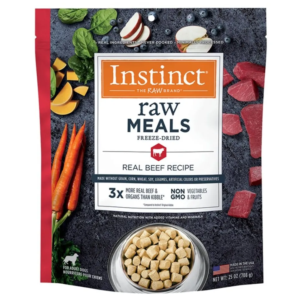 Instinct Raw Meals Grain-Free Freeze-Dried Adult Dog Food Real Beef Recipe 25-oz