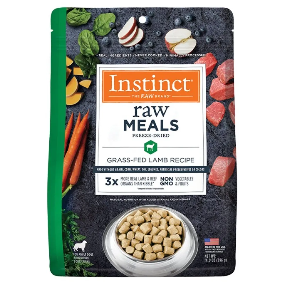 Instinct Raw Meals Grain-Free Freeze-Dried Adult Dog Food Grass Fed Lamb Recipe 14-oz