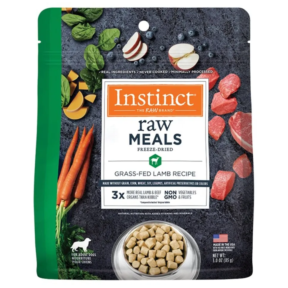Instinct Raw Meals Grain-Free Freeze-Dried Adult Dog Food Grass Fed Lamb Recipe 3-oz