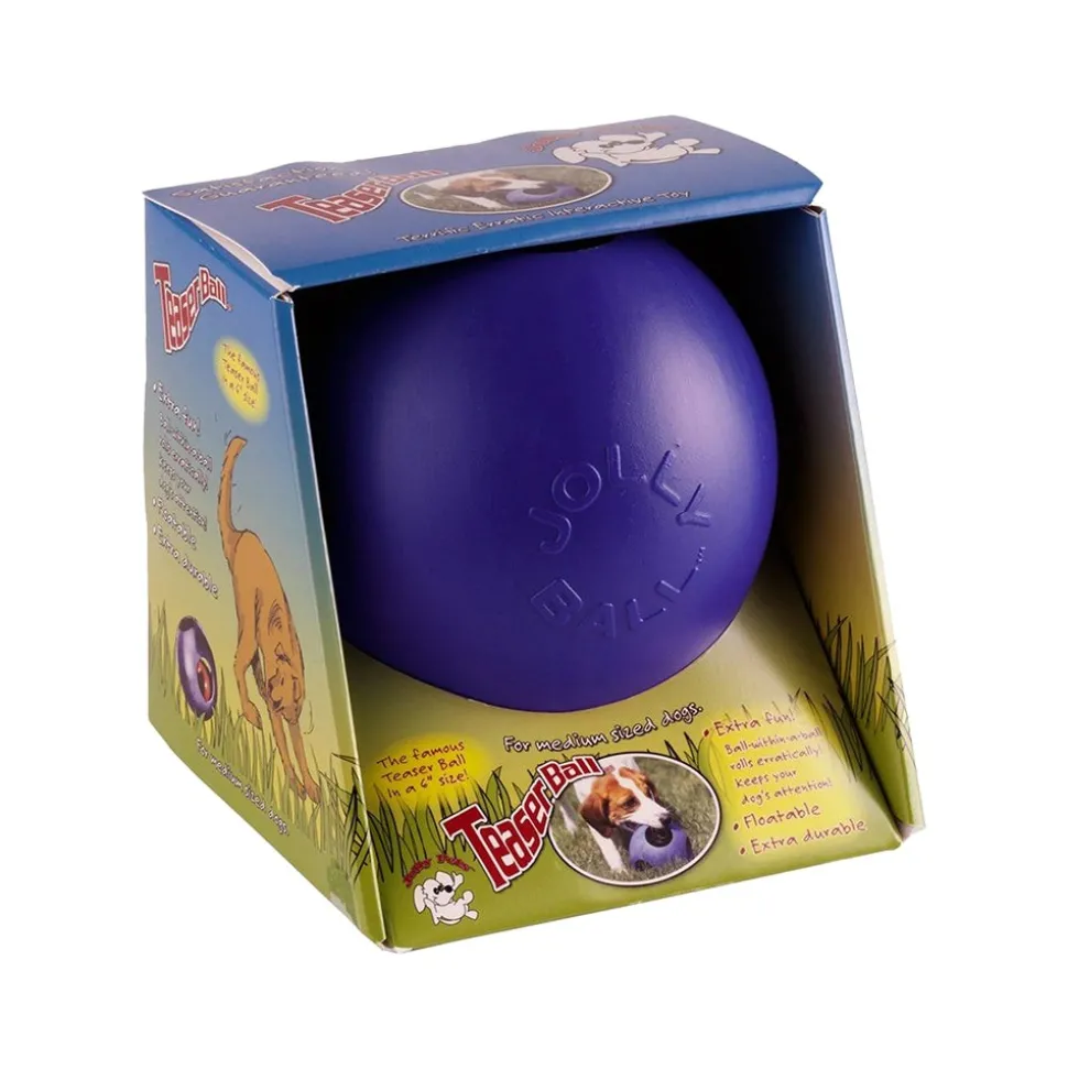 Jolly Pet Teaser Ball Dog Toy Blue Medium 6-in