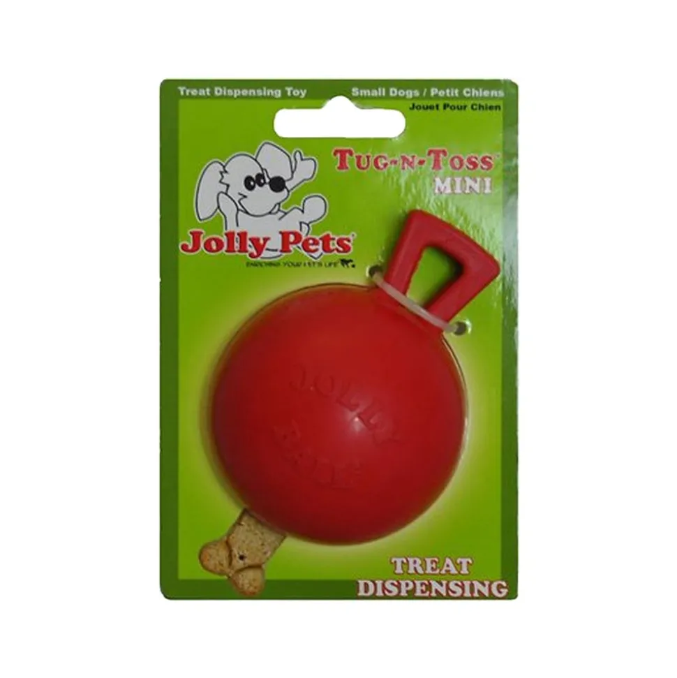 Jolly Pet Tug-n-Toss Mini Dog Toy Red Large 4-in
