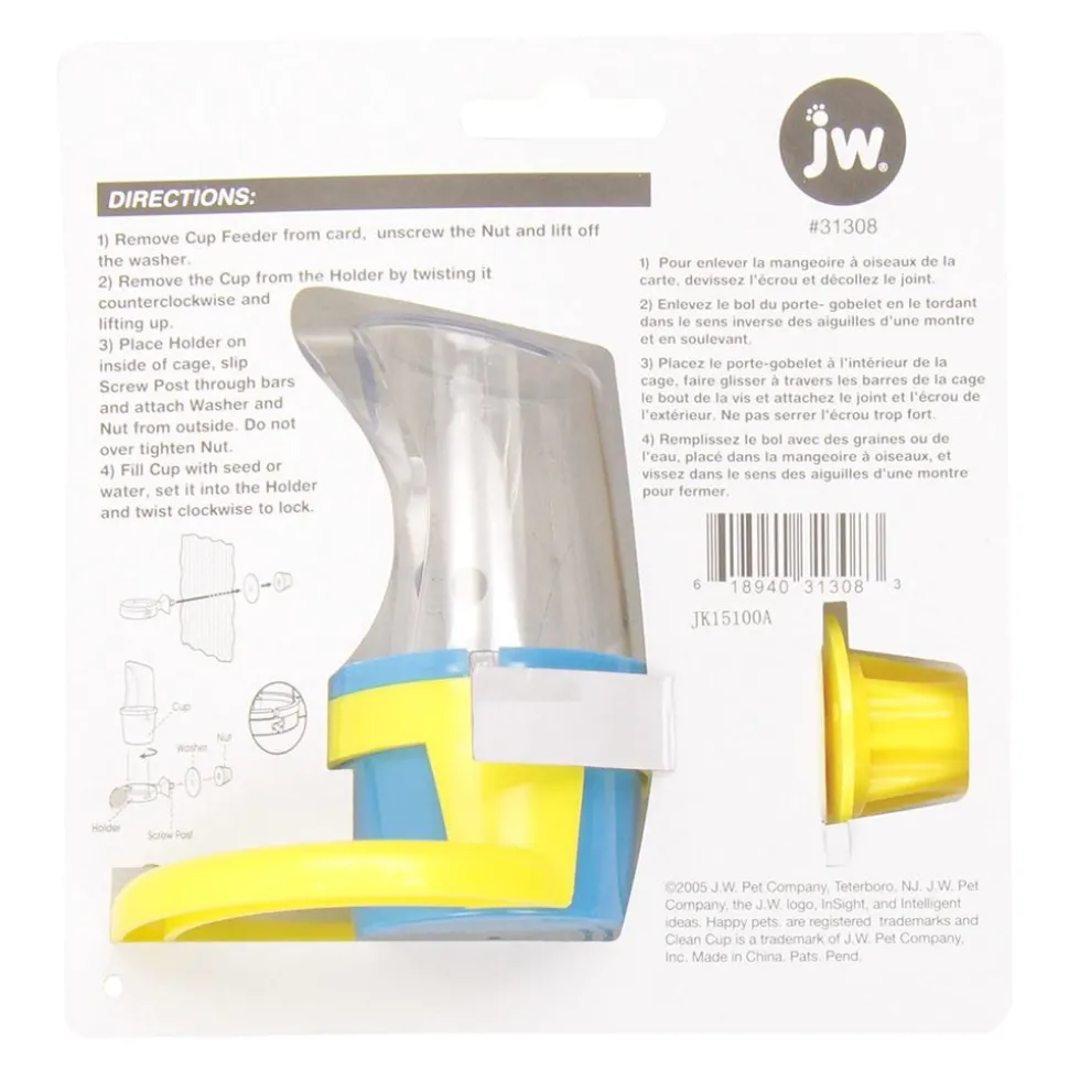JW Pet Clean Cup Bird Feed & Water Cup Assorted Small 2-oz