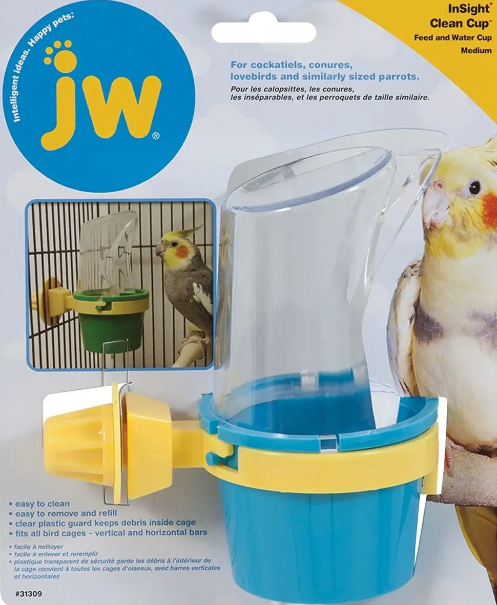 JW Pet Clean Cup Bird Feed & Water Cup Assorted Medium 5-oz