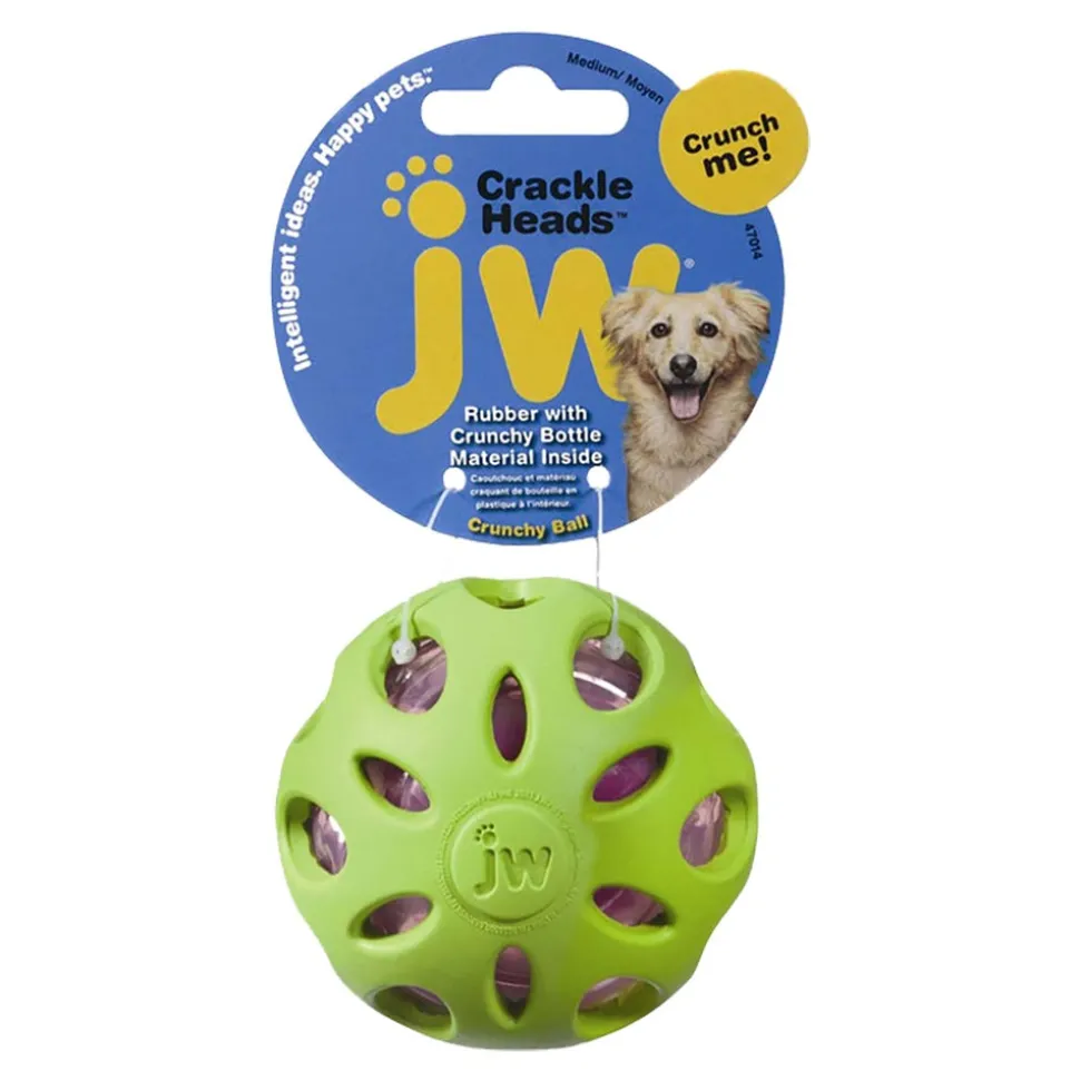 JW Pet Crackle Heads Crackle Ball Dog Toy Assorted Medium
