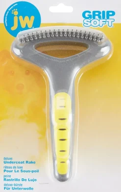 JW Pet GripSoft Double Row Undercoat Rake Regular Teeth for Dogs