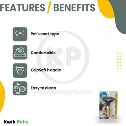 JW Pet GripSoft Undercoat Rake Regular Teeth for Dogs Grey Yellow