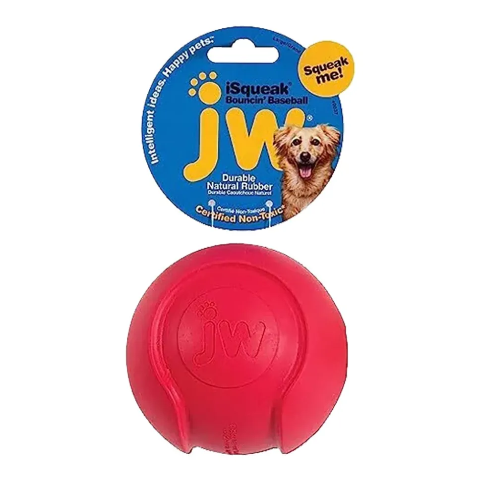 JW Pet iSqueak Bouncin' Baseball Dog Toy Assorted Large