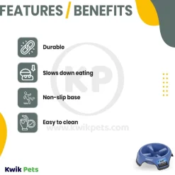 JW Pet Skid Stop Slow Feed Dog Bowl Assorted Medium