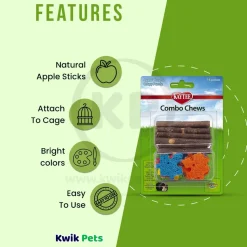 Kaytee Apple Wood & Crispy Puzzle Combo Chews for Small Animals 16 Count