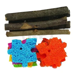 Kaytee Apple Wood & Crispy Puzzle Combo Chews for Small Animals 16 Count