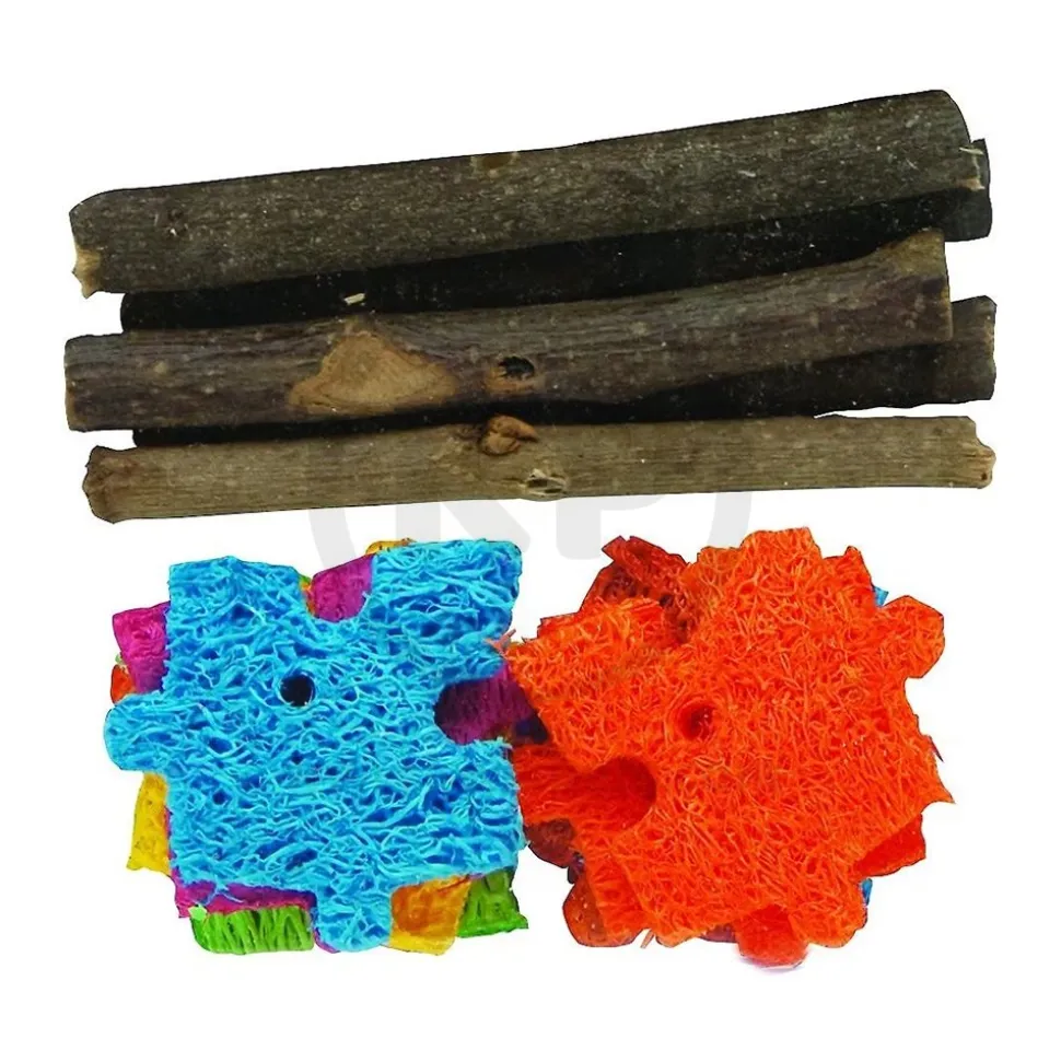 Kaytee Apple Wood & Crispy Puzzle Combo Chews for Small Animals 16 Count