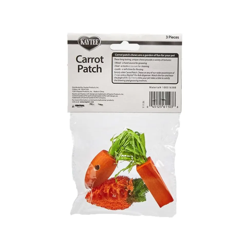 Kaytee Carrot Patch Chew Toy for Rabbits, Guinea Pigs & Chinchillas 3 Count