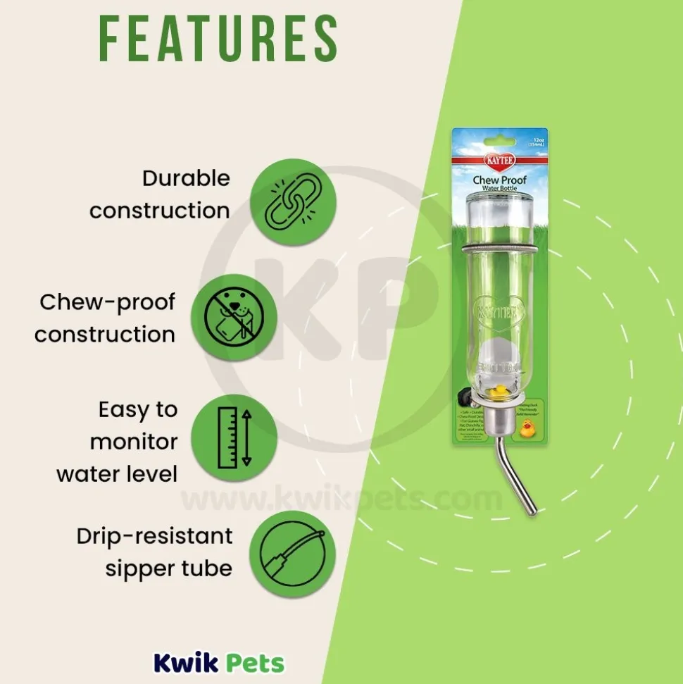 Kaytee Chew-Proof Water Bottle Clear 12-oz
