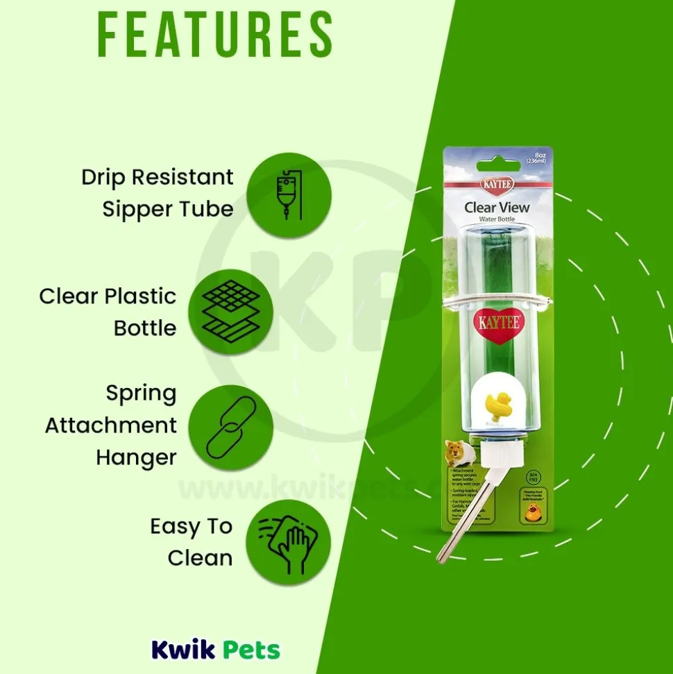 Kaytee Clear Water Bottle for Small Pets 8-oz