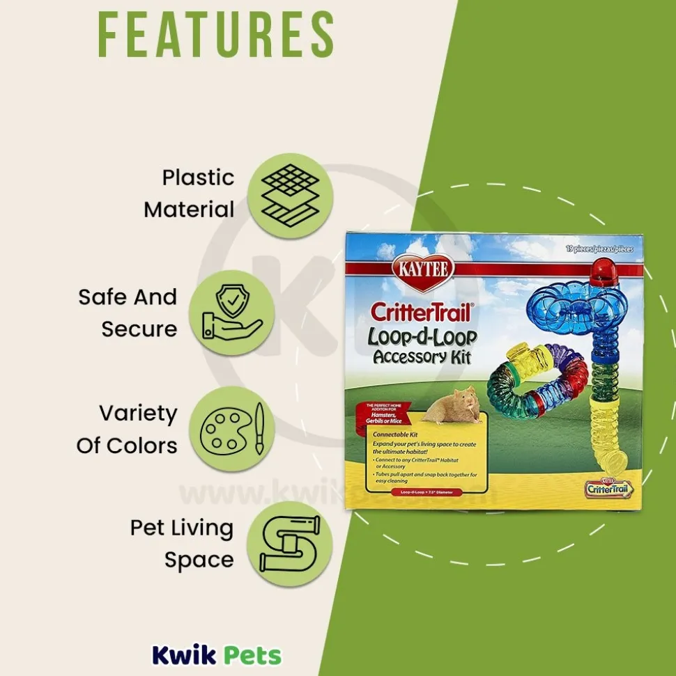 Kaytee CritterTrail Loop-D-Loop Accessory Kit for Hamsters Gerbils & Mice 19 Count