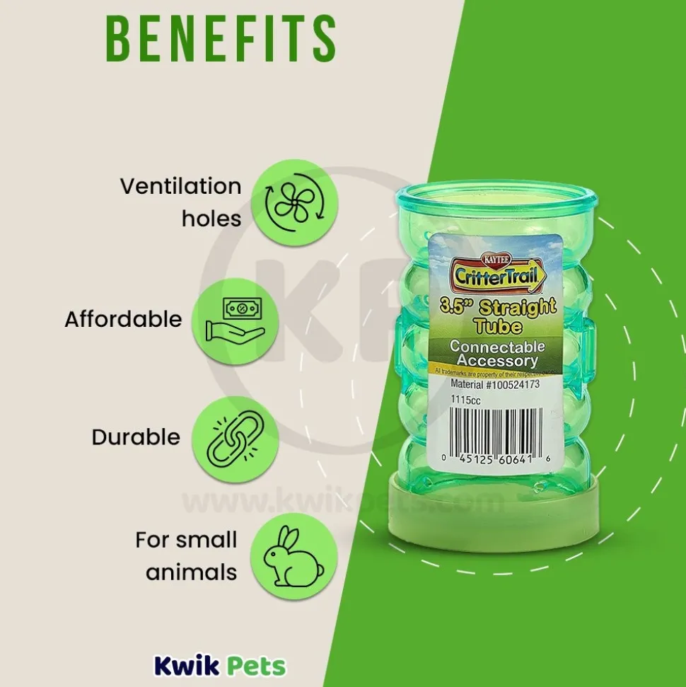 Kaytee CritterTrail Straight Tube Connectable Accessory for Small Pets 3.5-in