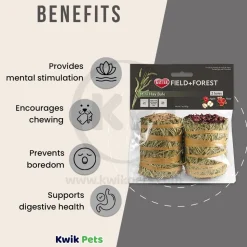 Kaytee Field+Forest Mini Hay Bales Apple & Rose for Rabbits Guinea Pigs & Chinchillas 2 Count 7-oz