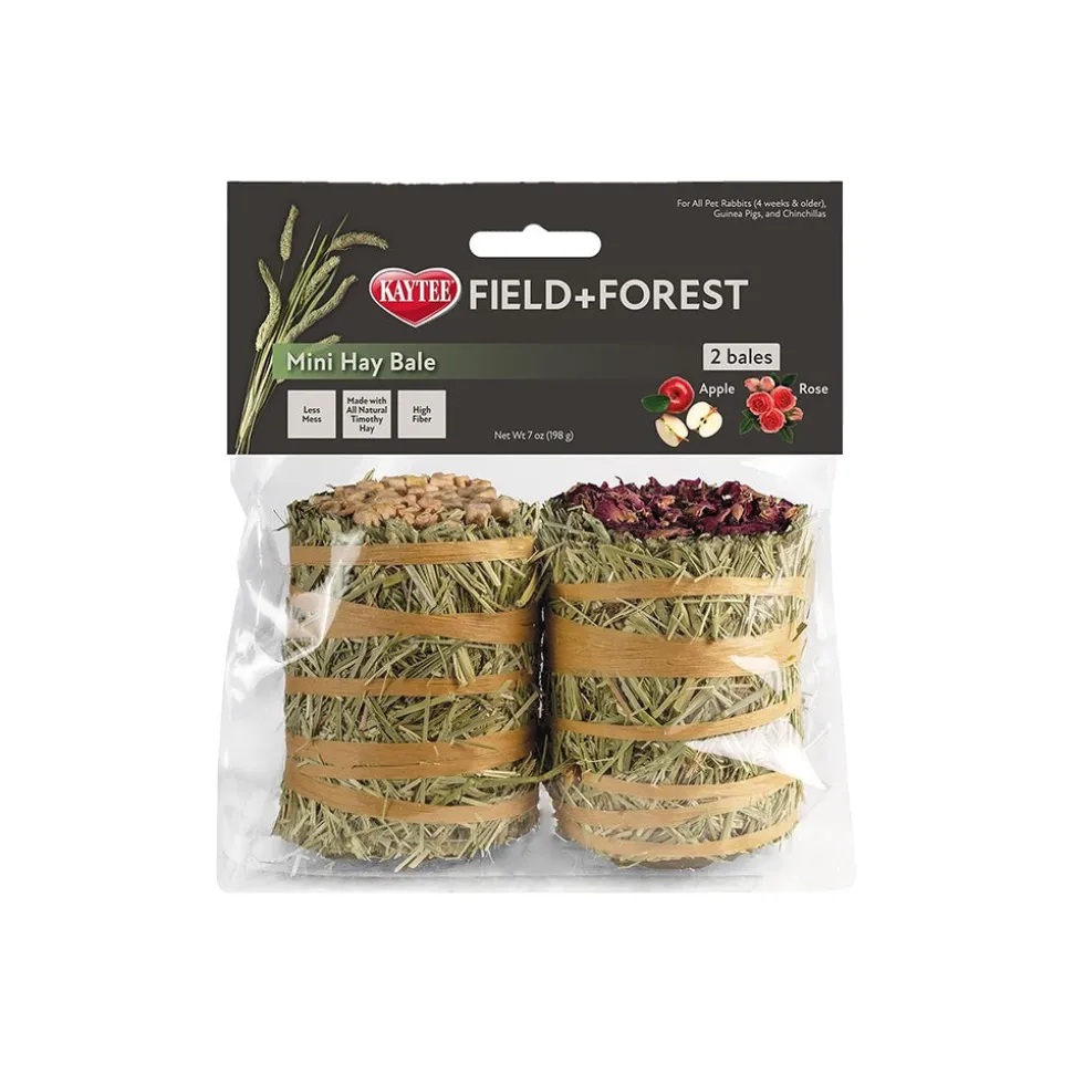 Kaytee Field+Forest Mini Hay Bales Apple & Rose for Rabbits Guinea Pigs & Chinchillas 2 Count 7-oz