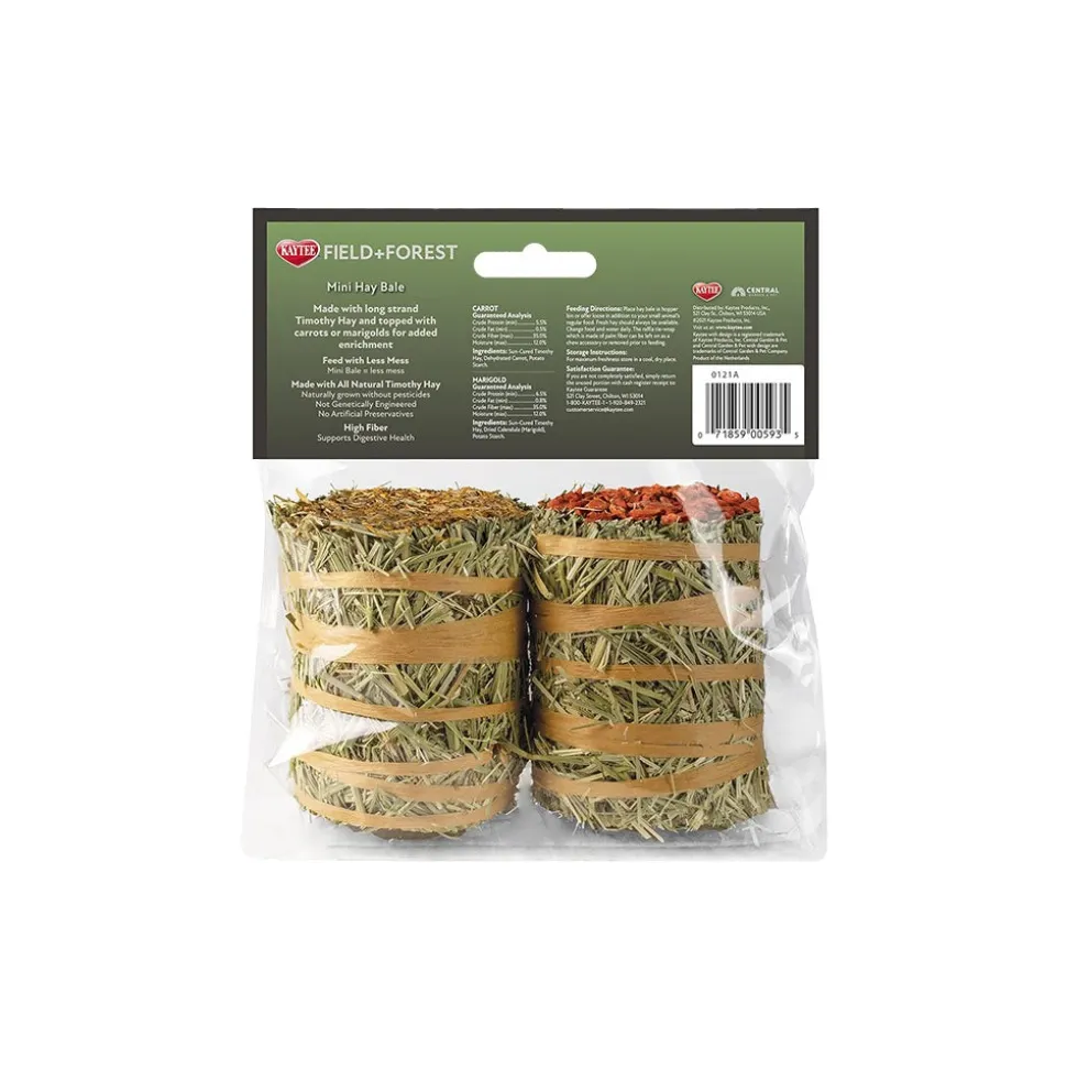 Kaytee Field+Forest Mini Hay Bales Carrot & Marigold for Rabbits Guinea Pigs & Chinchillas 2 Count 7-oz