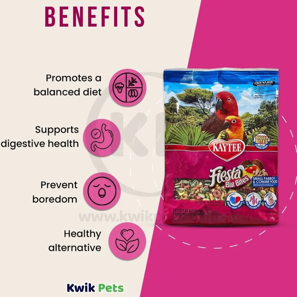Kaytee Fiesta Big Bites Parrot & Conure Food 4-lb