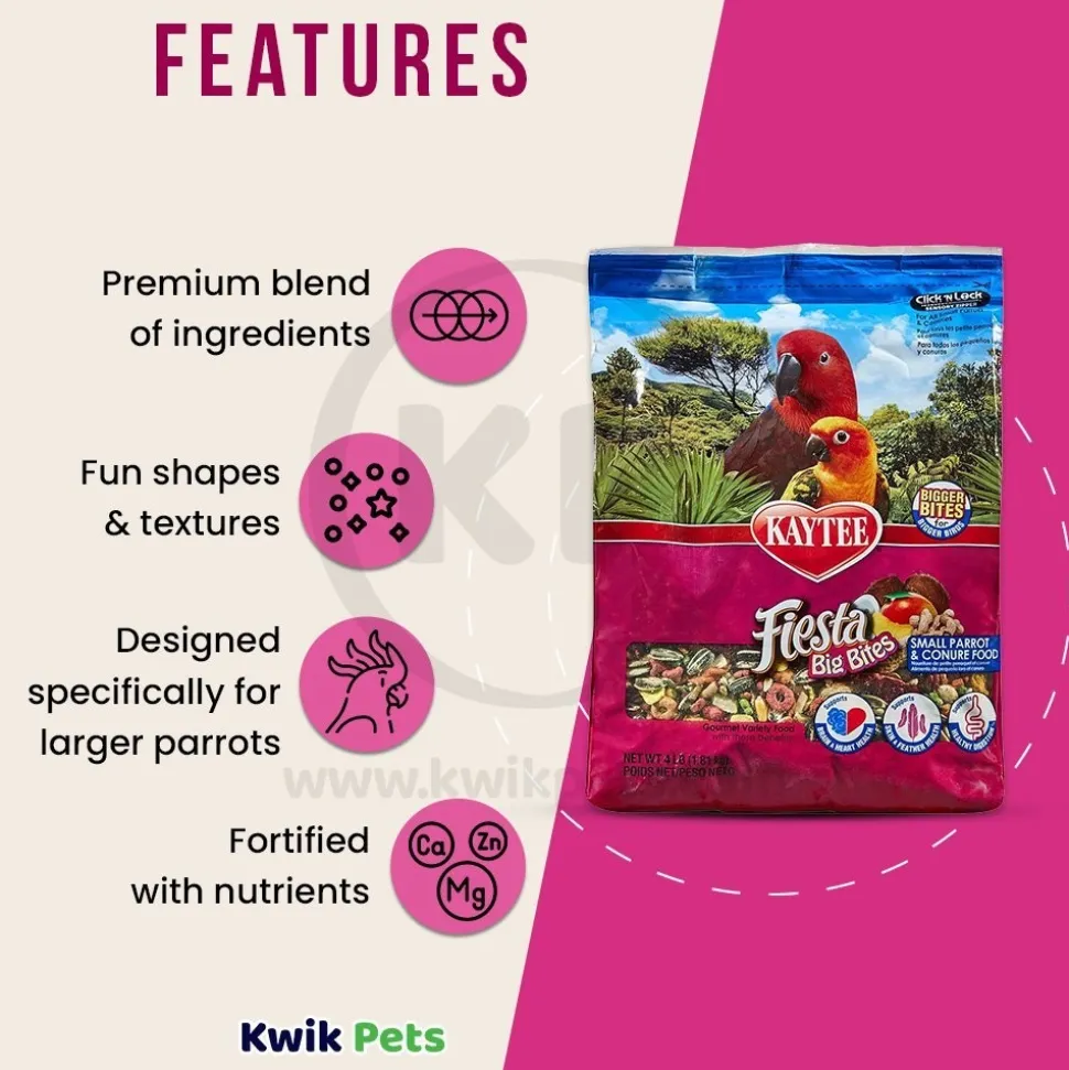 Kaytee Fiesta Big Bites Parrot & Conure Food 4-lb