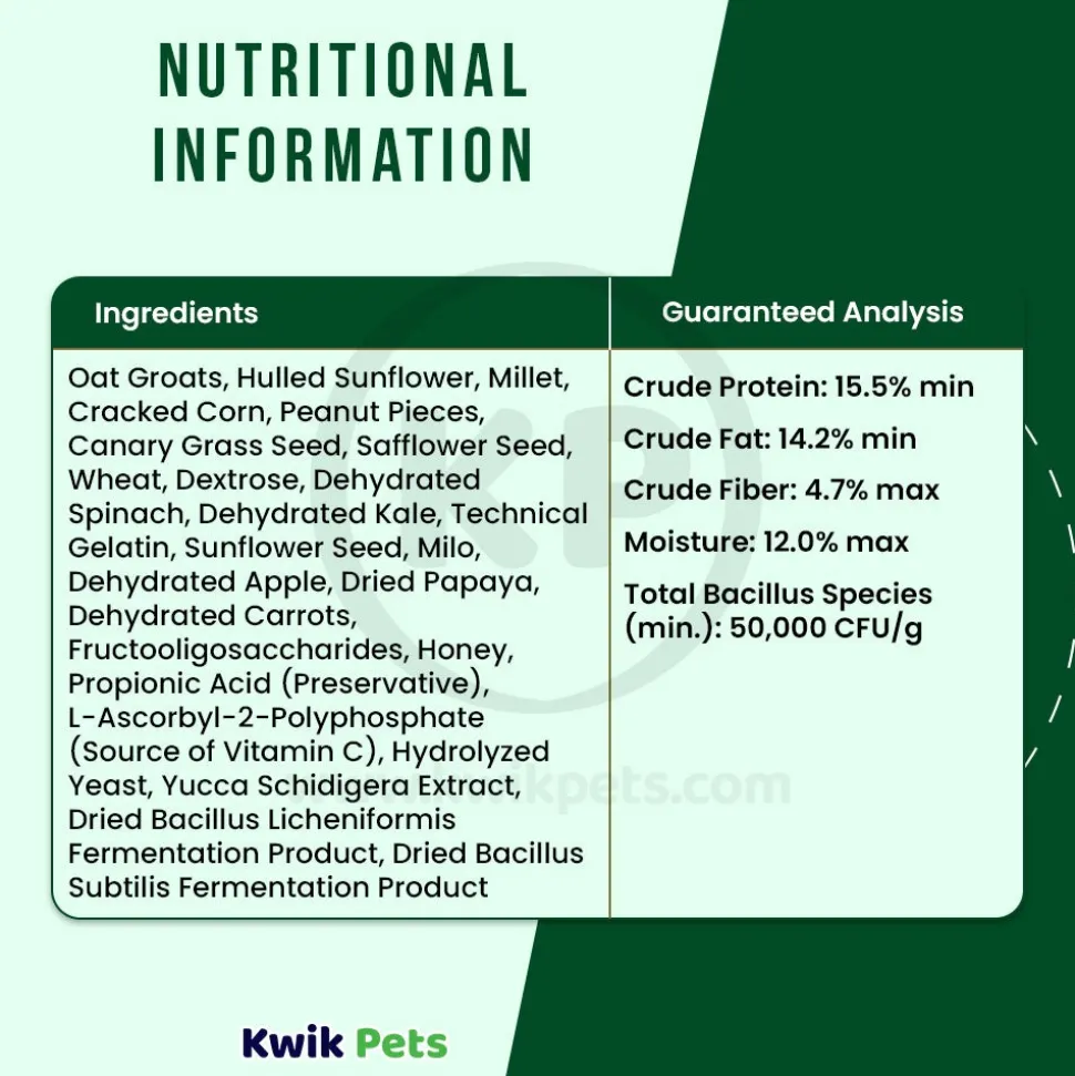 Kaytee Granola Bites with Superfoods Spinach & Kale Pet Bird Treats 4.5-oz