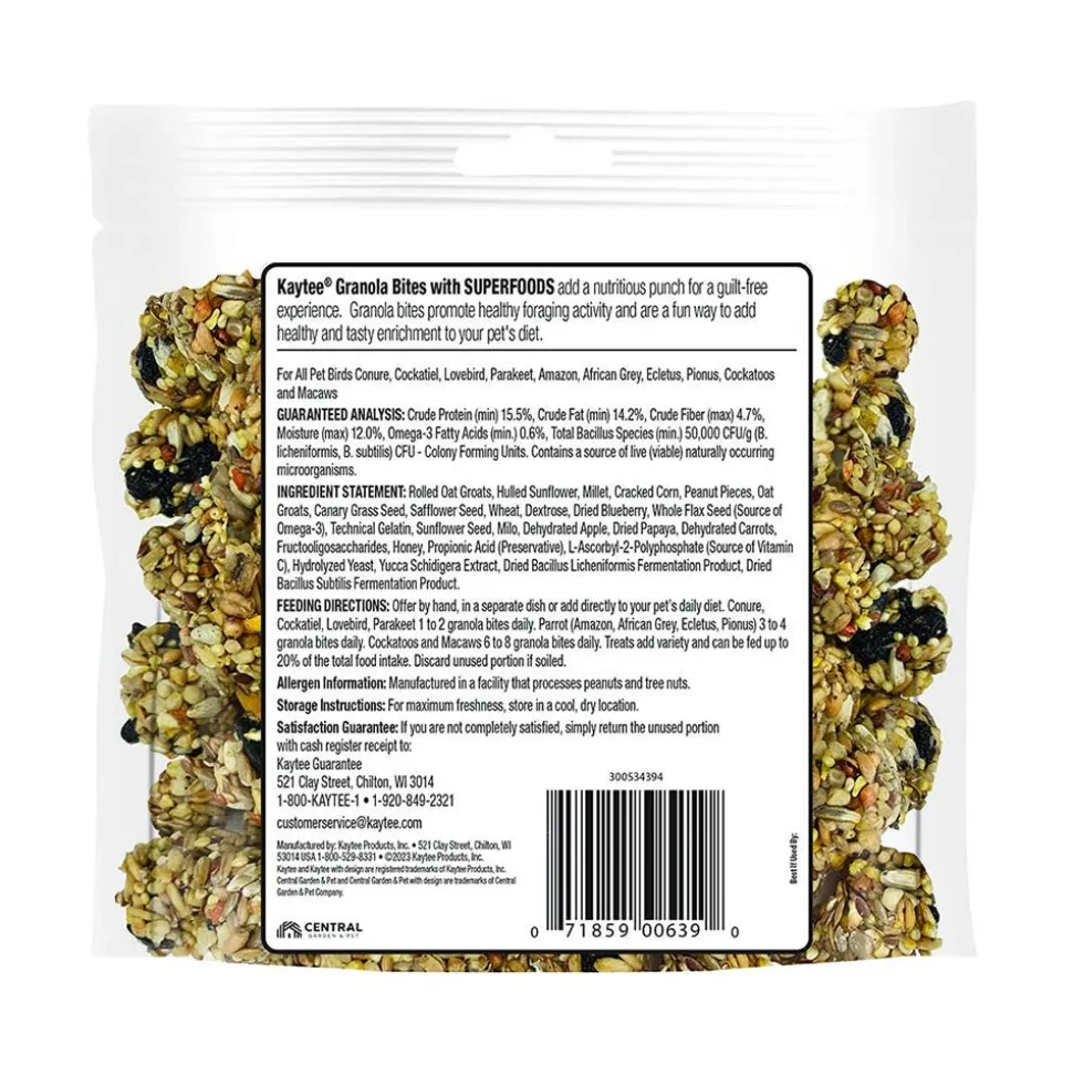 Kaytee Granola Bites with Superfoods Blueberry & Flax Pet Bird Treats 4.5-oz