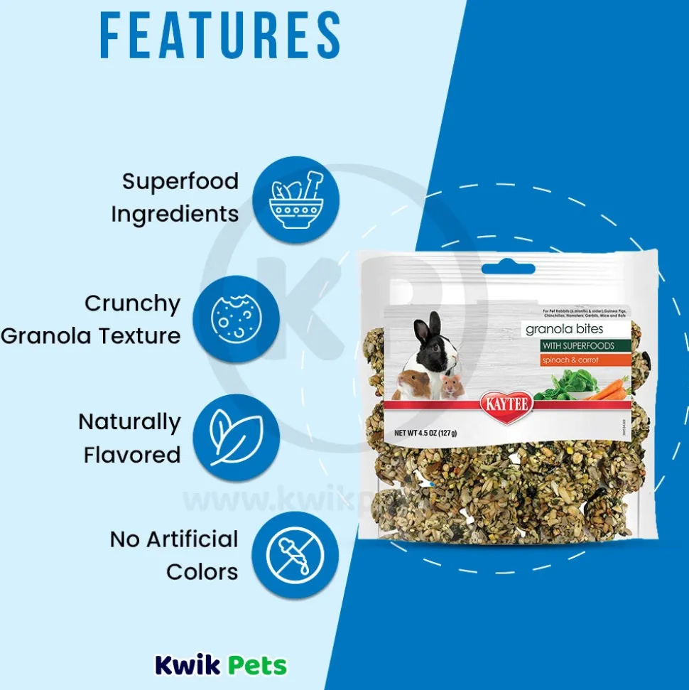 Kaytee Granola Bites with Superfoods Spinach & Carrot Small Animal Treats 4.5-oz