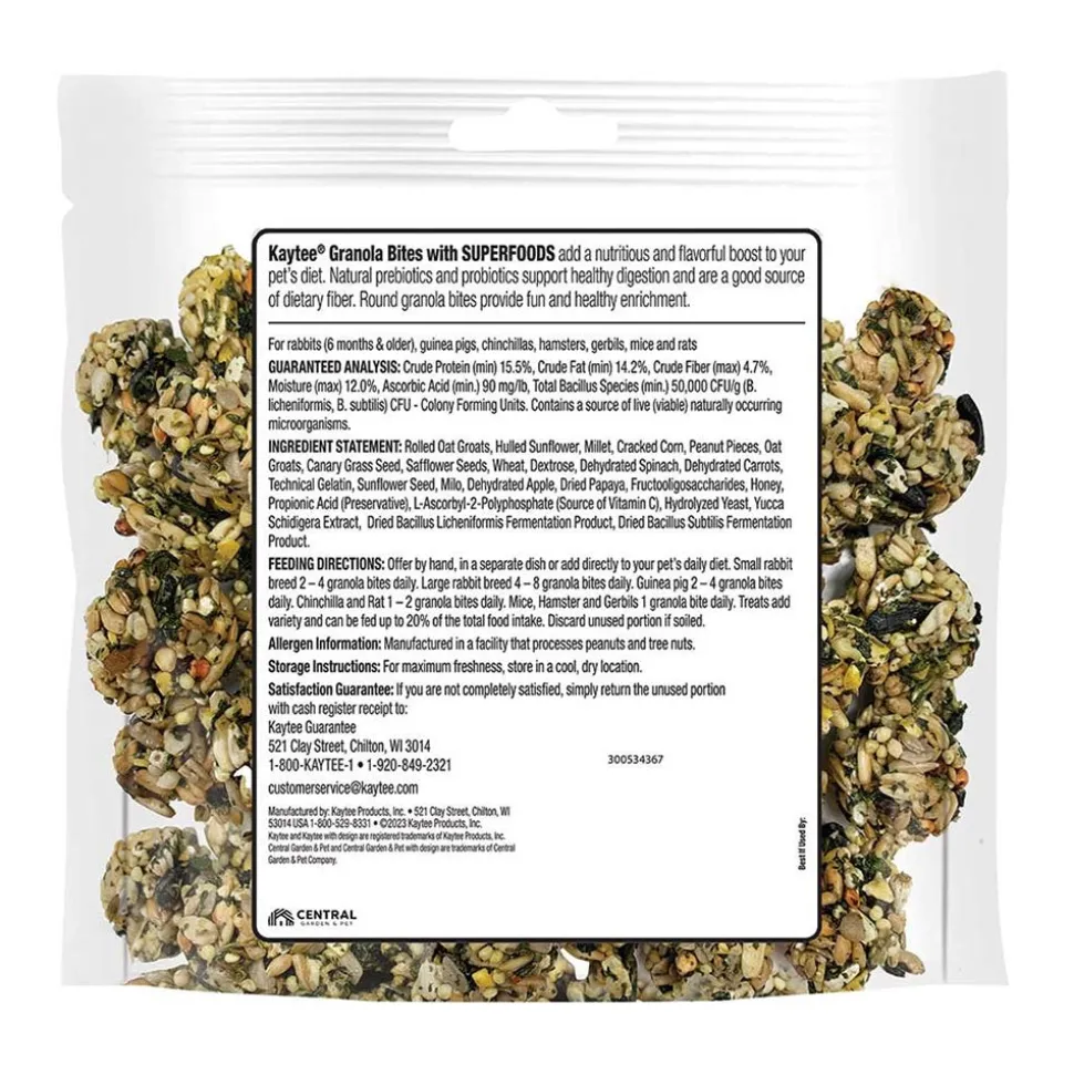 Kaytee Granola Bites with Superfoods Spinach & Carrot Small Animal Treats 4.5-oz