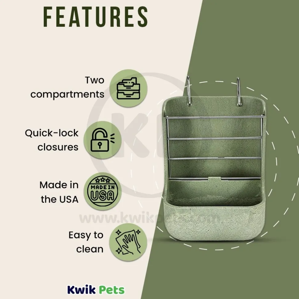Kaytee Hay & Food Bin Feeder with Quick Locks 5.75 in X 6 in X 7 in