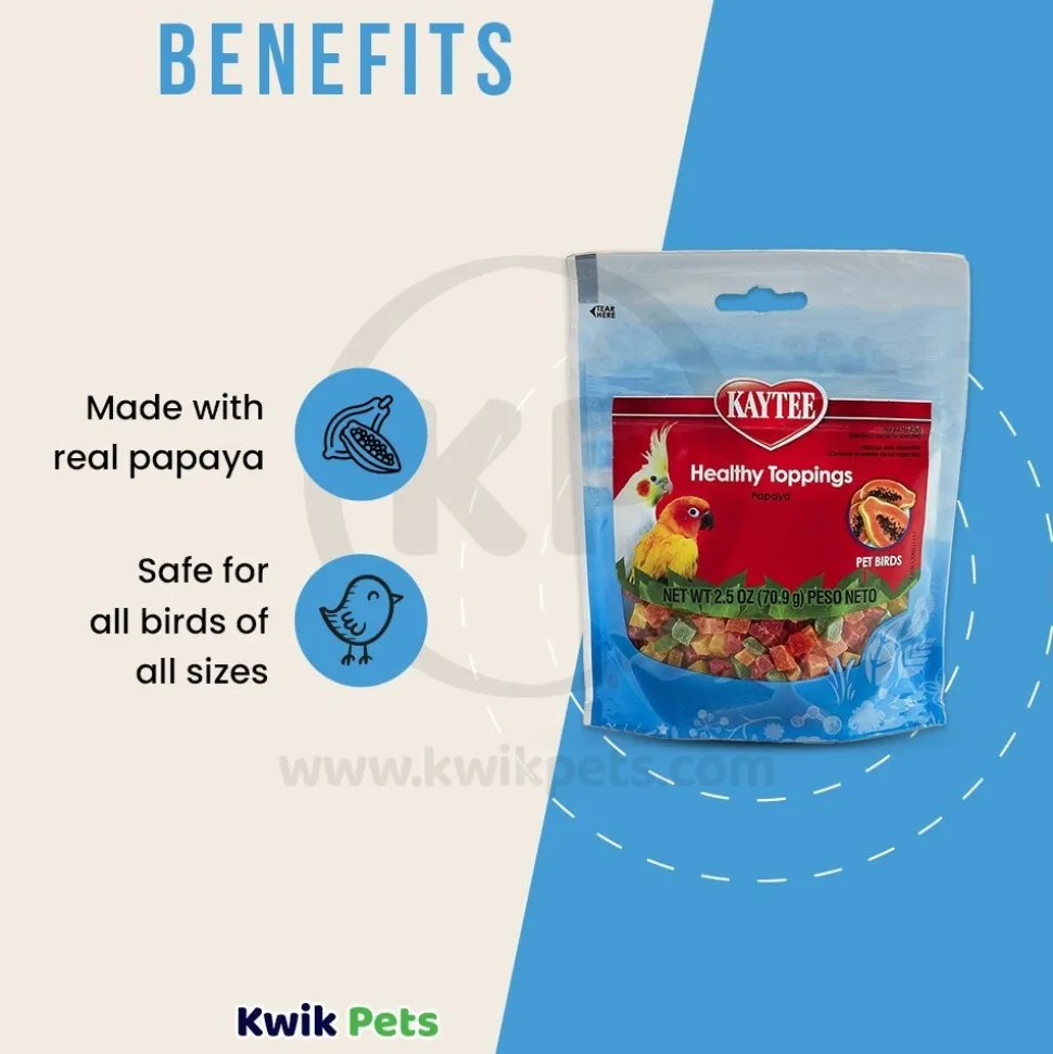 Kaytee Healthy Toppings Papaya Bits for All Pet Birds 2.5-oz