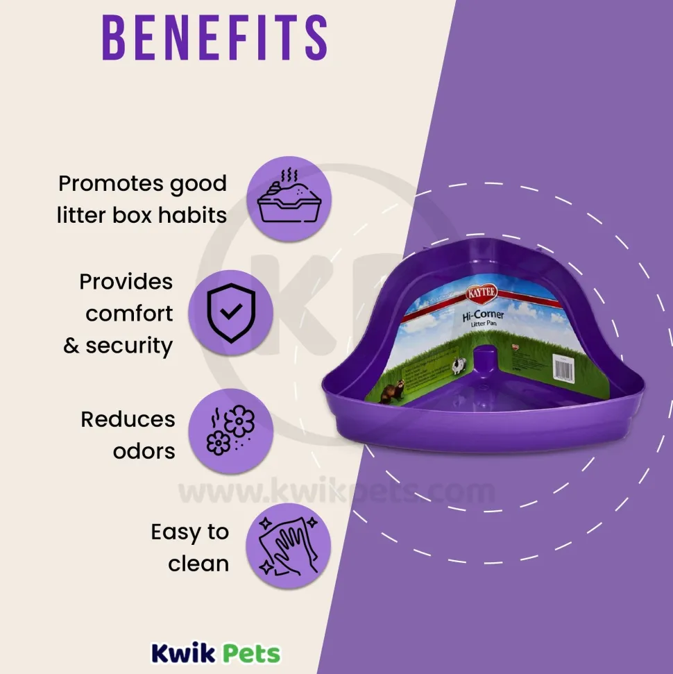 Kaytee Hi-Corner Litter Pan for Ferrets & Other Small Animals