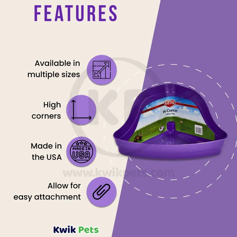 Kaytee Hi-Corner Litter Pan for Ferrets & Other Small Animals