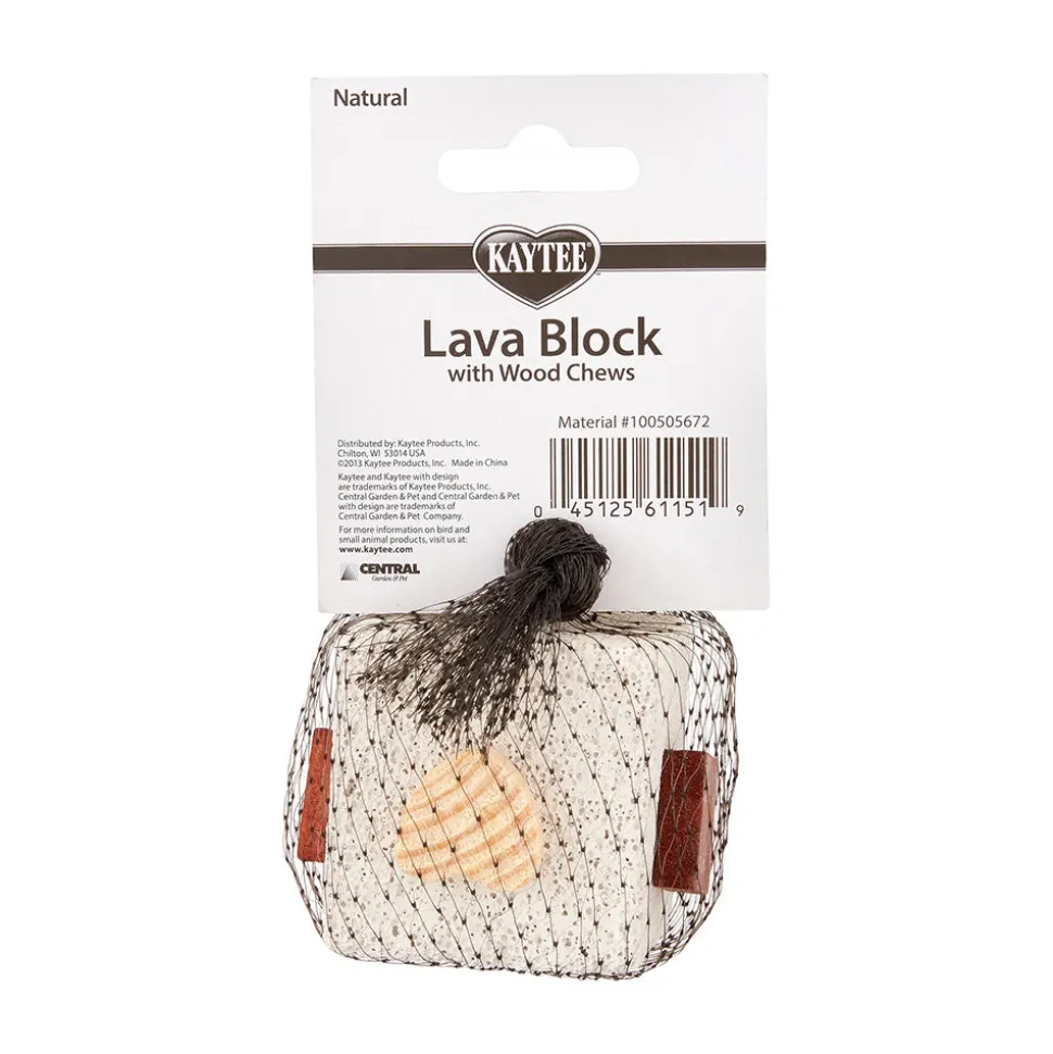 Kaytee Lava Block with Wood Chews for Small Animals 2.5 in X 2.5 in X 5 in