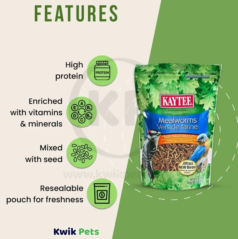 Kaytee Mealworms Wild Bird Food & Chicken Treat 7-oz