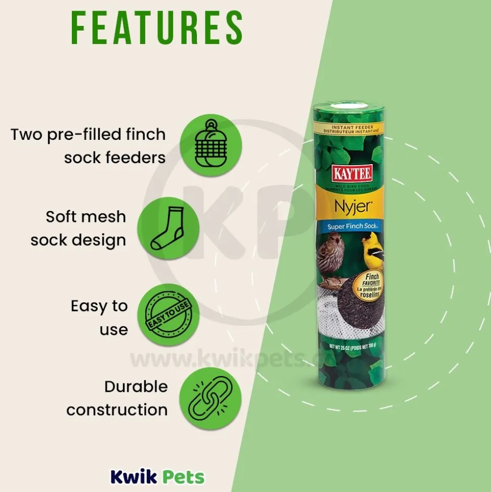 Kaytee Nyjer Super Finch Sock Wild Bird Food Instant Feeder 25-oz