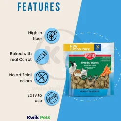 Kaytee Timothy Biscuits Baked with Carrot Small Animal Treats 10-oz
