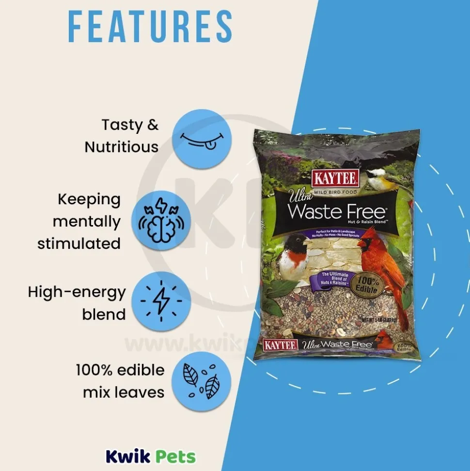 Kaytee Ultra Waste Free Nut & Raisin Blend Wild Bird Food 5-lb